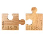 Personalised 'His & Hers' Wooden Jigsaw Piece Coaster Set - Image 4