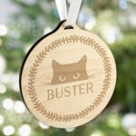 Personalised Cat Design Round Wooden Bauble - Image 3