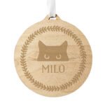 Personalised Cat Design Round Wooden Bauble - Image 4