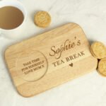 Personalised Any Message Heart Motif Wooden Coaster Tray
