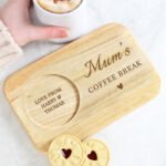Personalised Any Message Heart Motif Wooden Coaster Tray - Image 3