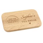 Personalised Any Message Heart Motif Wooden Coaster Tray - Image 6