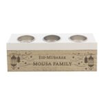 Personalised Eid & Ramadan Wooden Triple Tea Light Candle Box - Image 4