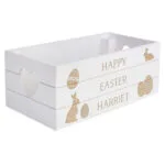 Personalised Easter Bunny & Eggs Design Small White Wooden Storage Crate - Image 5