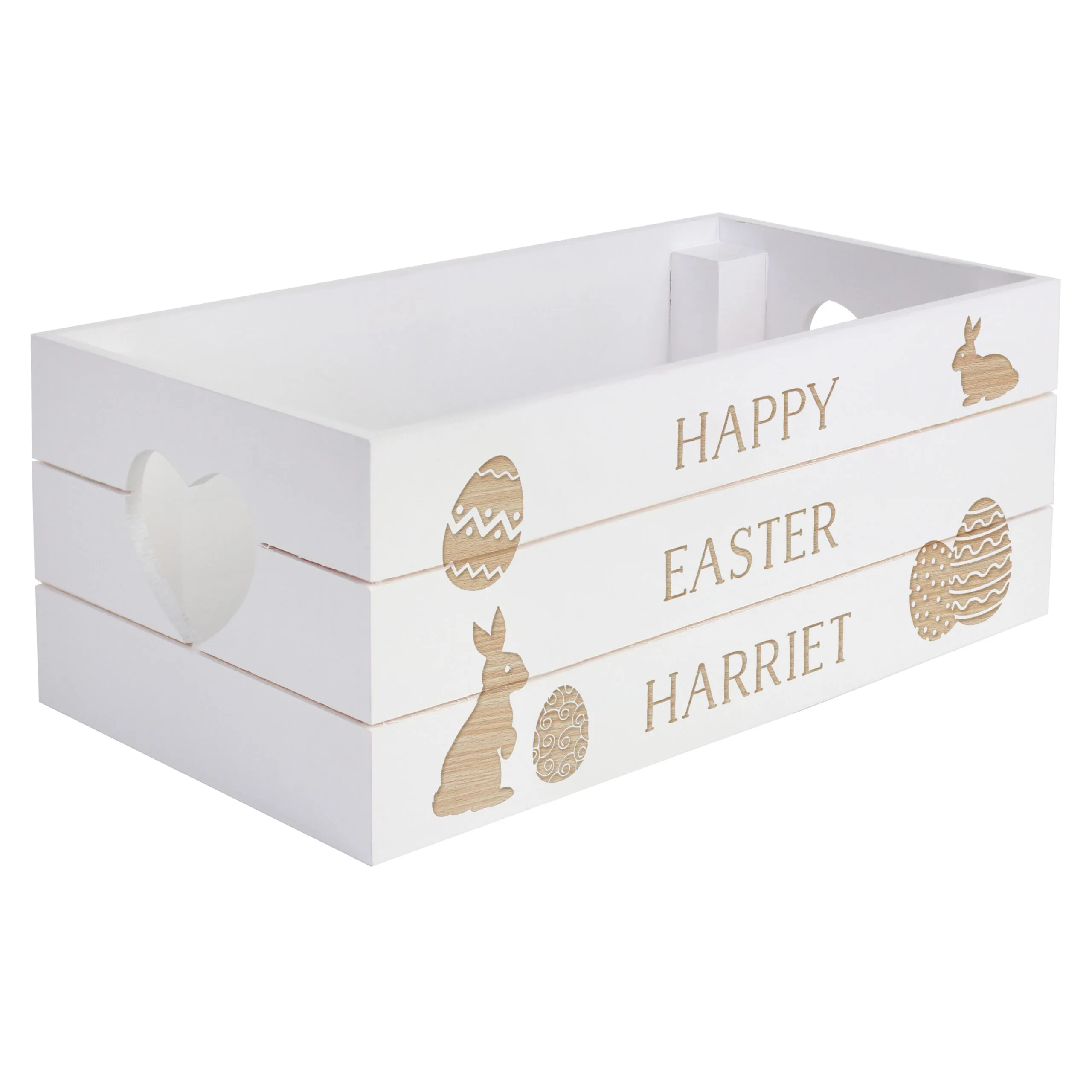 Personalised Easter Bunny & Eggs Design Small White Wooden Storage Crate - Image 5