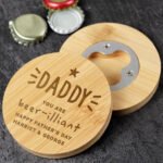 Personalised Any Message Star Motif Bamboo Bottle Opener Coaster - Image 3