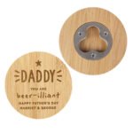Personalised Any Message Star Motif Bamboo Bottle Opener Coaster - Image 6