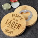 Personalised Any Message Bamboo Bottle Opener Coaster - Image 4