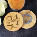 Personalised Big Age Birthday Bamboo Bottle Opener Coaster - Image 3