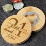 Personalised Big Age Birthday Bamboo Bottle Opener Coaster - Image 4