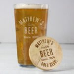 Personalised Any Message Bamboo Bottle Opener Coaster & Pint Glass Set - Image 4