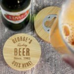 Personalised Any Message Bamboo Bottle Opener Coaster & Pint Glass Set - Image 7