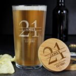 Personalised Big Age Birthday Bamboo Bottle Opener Coaster & Pint Glass Set - Image 6
