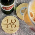 Personalised Big Age Birthday Bamboo Bottle Opener Coaster & Pint Glass Set - Image 7