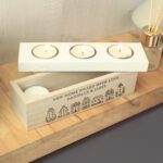 Personalised Row of Houses Design Wooden Triple Tea Light Candle Box - Image 2