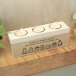 Personalised Row of Houses Design Wooden Triple Tea Light Candle Box - Image 3