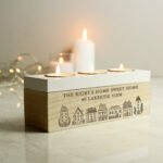 Personalised Row of Houses Design Wooden Triple Tea Light Candle Box - Image 4