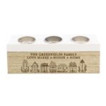 Personalised Row of Houses Design Wooden Triple Tea Light Candle Box - Image 6