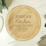 Personalised 'The Heart of The Home' Round Wooden Chopping Board