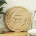 Personalised Any Message Laurel Design Round Wooden Chopping Board - Image 4