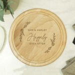 Personalised Any Message Laurel Design Round Wooden Chopping Board - Image 5
