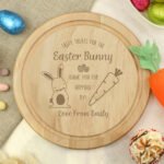 Personalised 'Tasty Treats For The Easter Bunny' Round Wooden Treat Board - Image 3