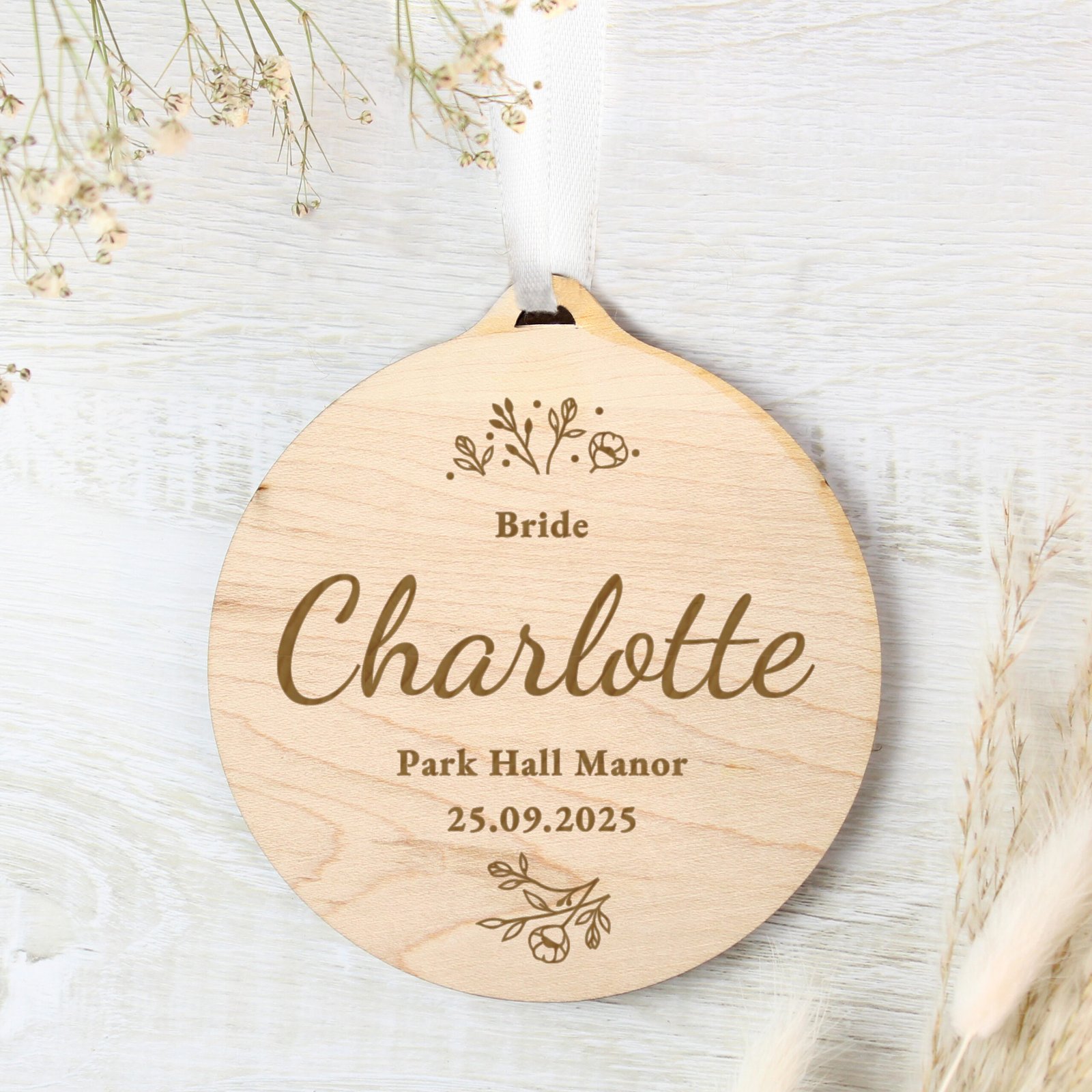 Personalised Floral Design Wedding Party Wooden Decoration/Gift Tag - Image 10