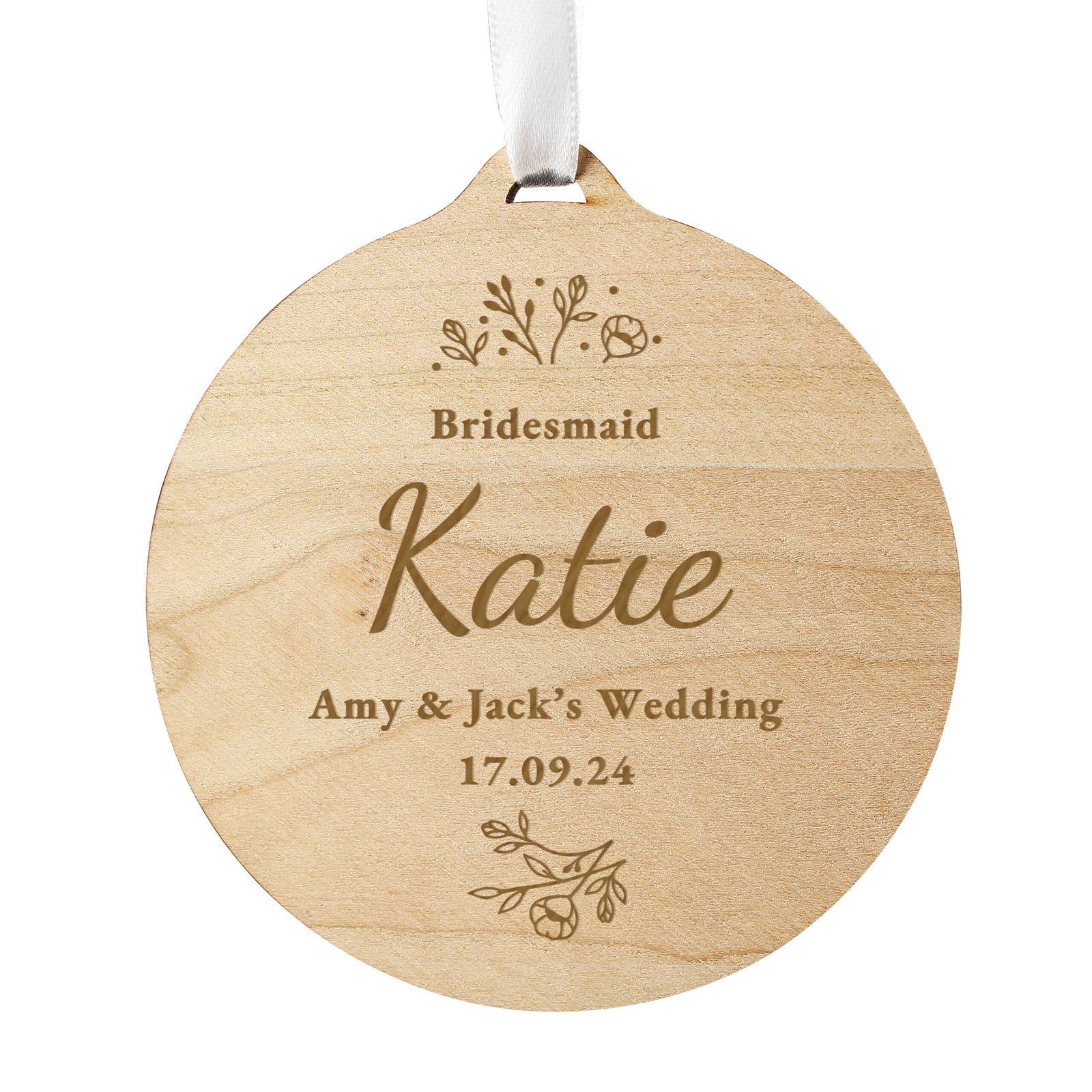 Personalised Floral Design Wedding Party Wooden Decoration/Gift Tag - Image 11