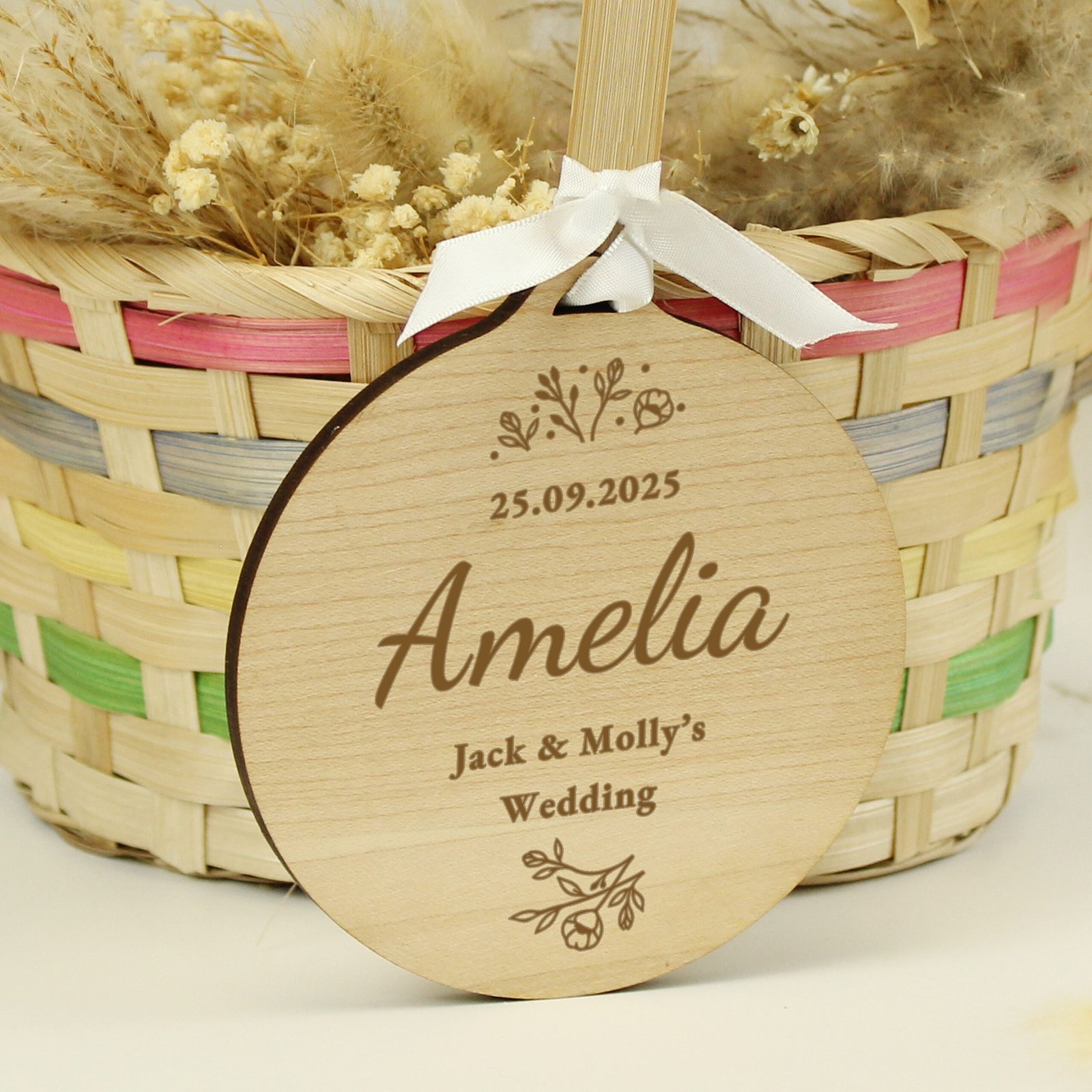 Personalised Floral Design Wedding Party Wooden Decoration/Gift Tag - Image 5