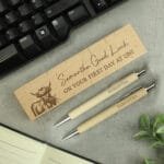Personalised Highland Cow Design Wooden Pen & Pencil Set - Image 3