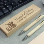 Personalised Highland Cow Design Wooden Pen & Pencil Set - Image 4