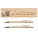 Personalised Highland Cow Design Wooden Pen & Pencil Set - Image 6