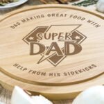 Personalised 'Super Dad' Round Wooden Chopping Board - Image 2