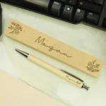 Personalised Name Only Floral Design Wooden Pen & Gift Box Set - Image 2