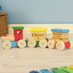 Personalised Any Message Children's Colourful Wooden Toy Train