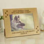 Personalised Pet Pawprints Motif 6×4 Landscape Oak Finish Photo Frame
