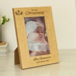 Personalised 'On Your Christening' 4x6 Portrait Oak Finish Photo Frame - Image 2