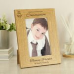 Personalised ‘First Holy Communion’ 4×6 Portrait Oak Finish Photo Frame