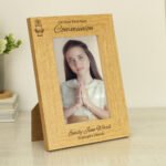Personalised ‘First Holy Communion’ 4×6 Portrait Oak Finish Photo Frame - Image 2