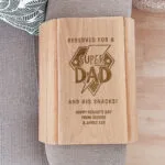Personalised 'Reserved For a Super Dad' Wooden Sofa Tray - Image 2