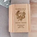 Personalised 'Reserved For a Super Dad' Wooden Sofa Tray - Image 4