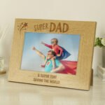 Personalised 'Super Dad' 6x4 Landscape Wooden Photo Frame - Image 3