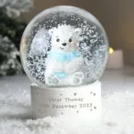 Personalised Any Message Stars Design Polar Bear Snow Globe