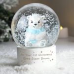 Personalised Any Message Stars Design Polar Bear Snow Globe - Image 2