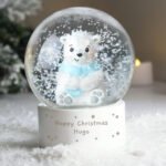 Personalised Any Message Stars Design Polar Bear Snow Globe - Image 3