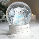 Personalised Any Message Stars Design Polar Bear Snow Globe - Image 5