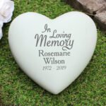 Personalised 'In Loving Memory' Memorial Heart Shaped Resin Garden/Graveside Ornament