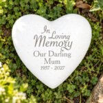 P011311 Personalised In Loving Memory Memorial Heart Shaped Resin Garden Graveside Ornament New 2026