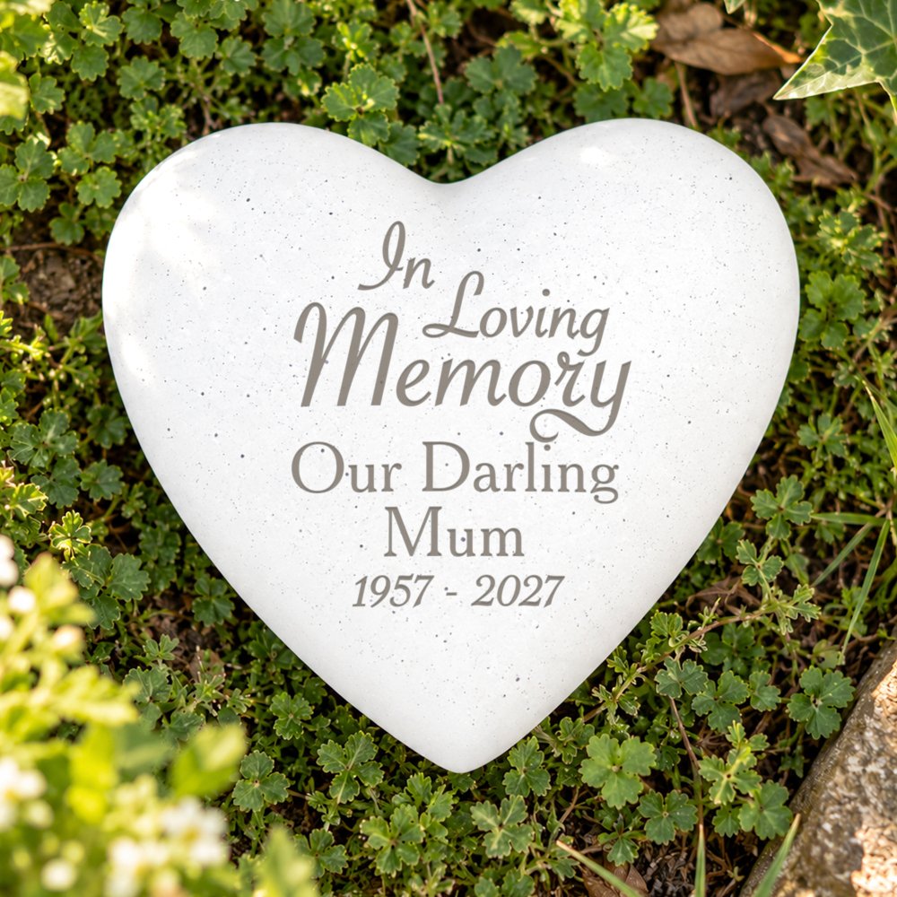 P011311 Personalised In Loving Memory Memorial Heart Shaped Resin Garden Graveside Ornament New 2026