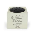 Personalised ‘Life & Love Remembered’ Memorial Resin Garden/Graveside Vase - Image 3